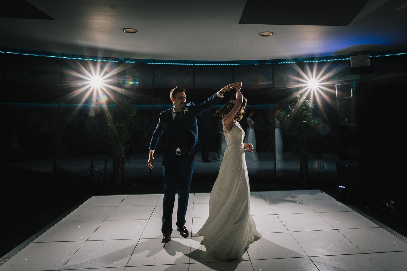 Bride and groom first dance at fairyhill by swansea wedding photographer.