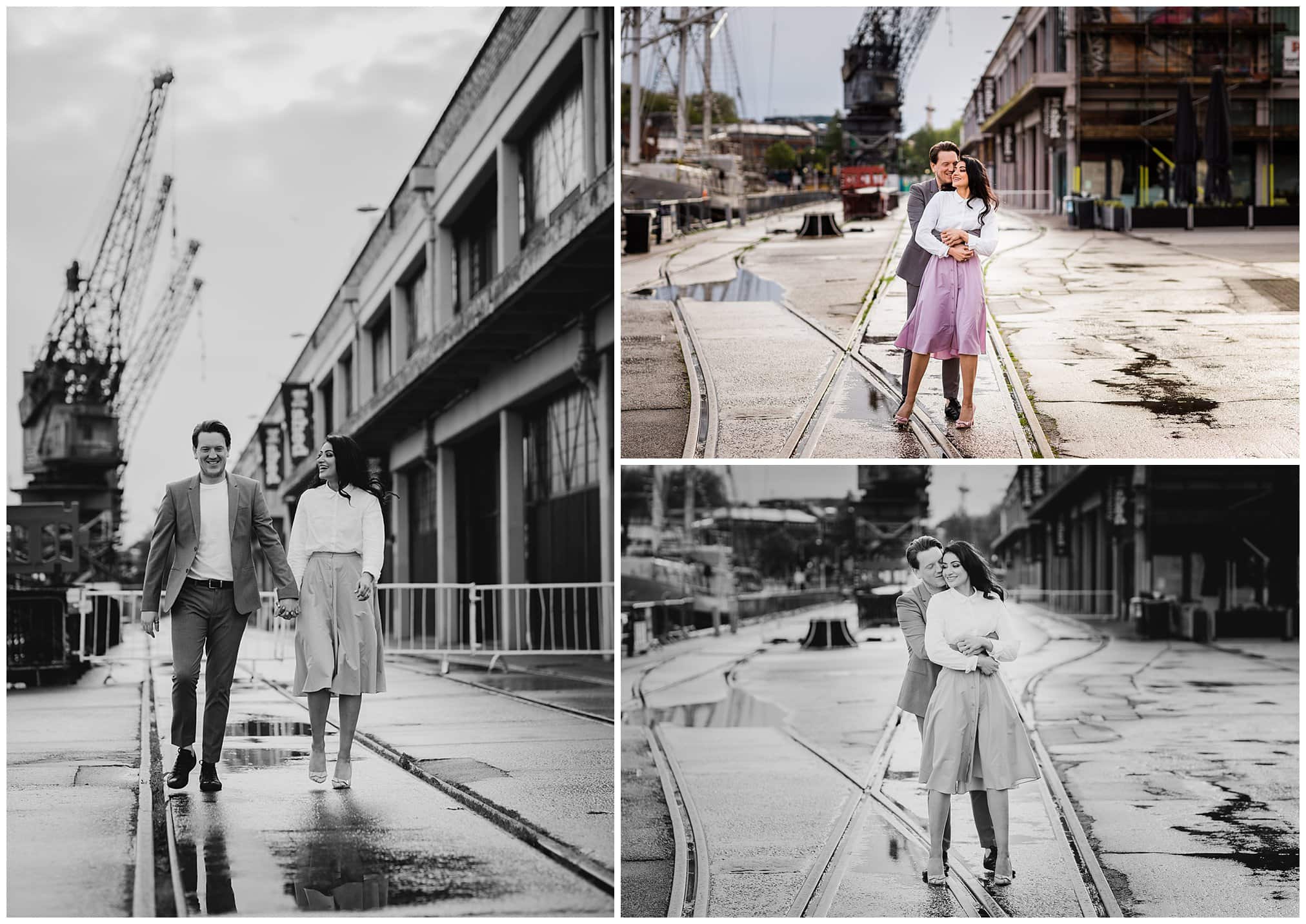 engagement photoshoot in wapping wharf in bristol