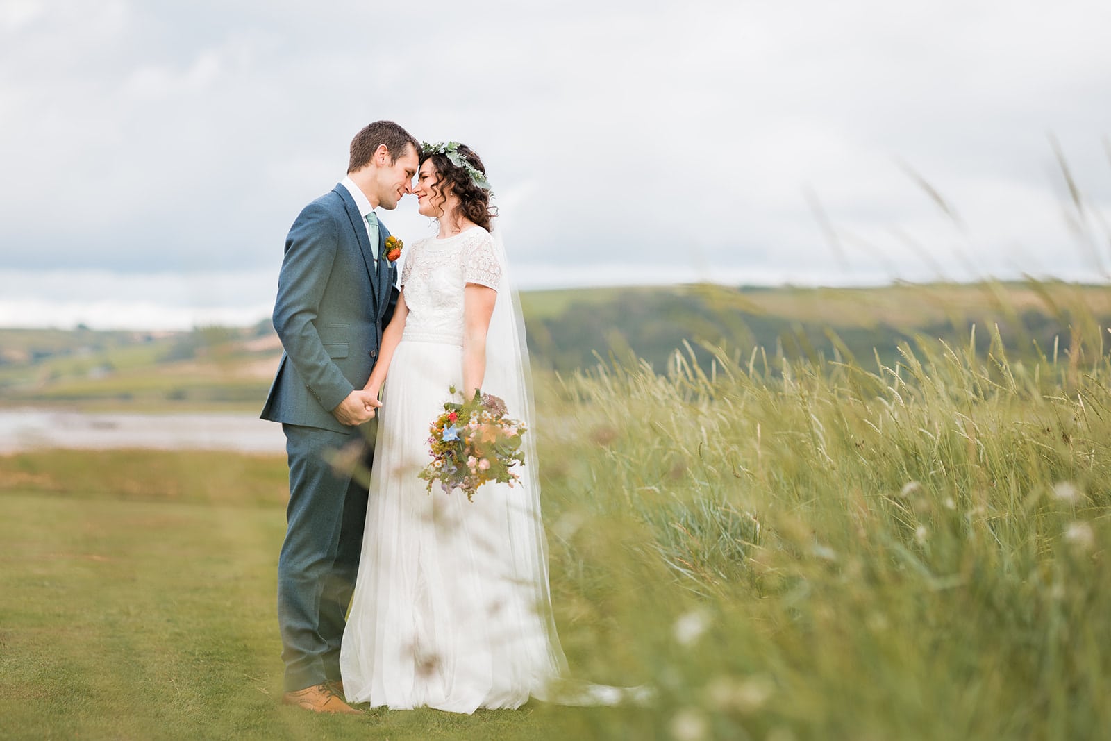 bride and groom in laugharne