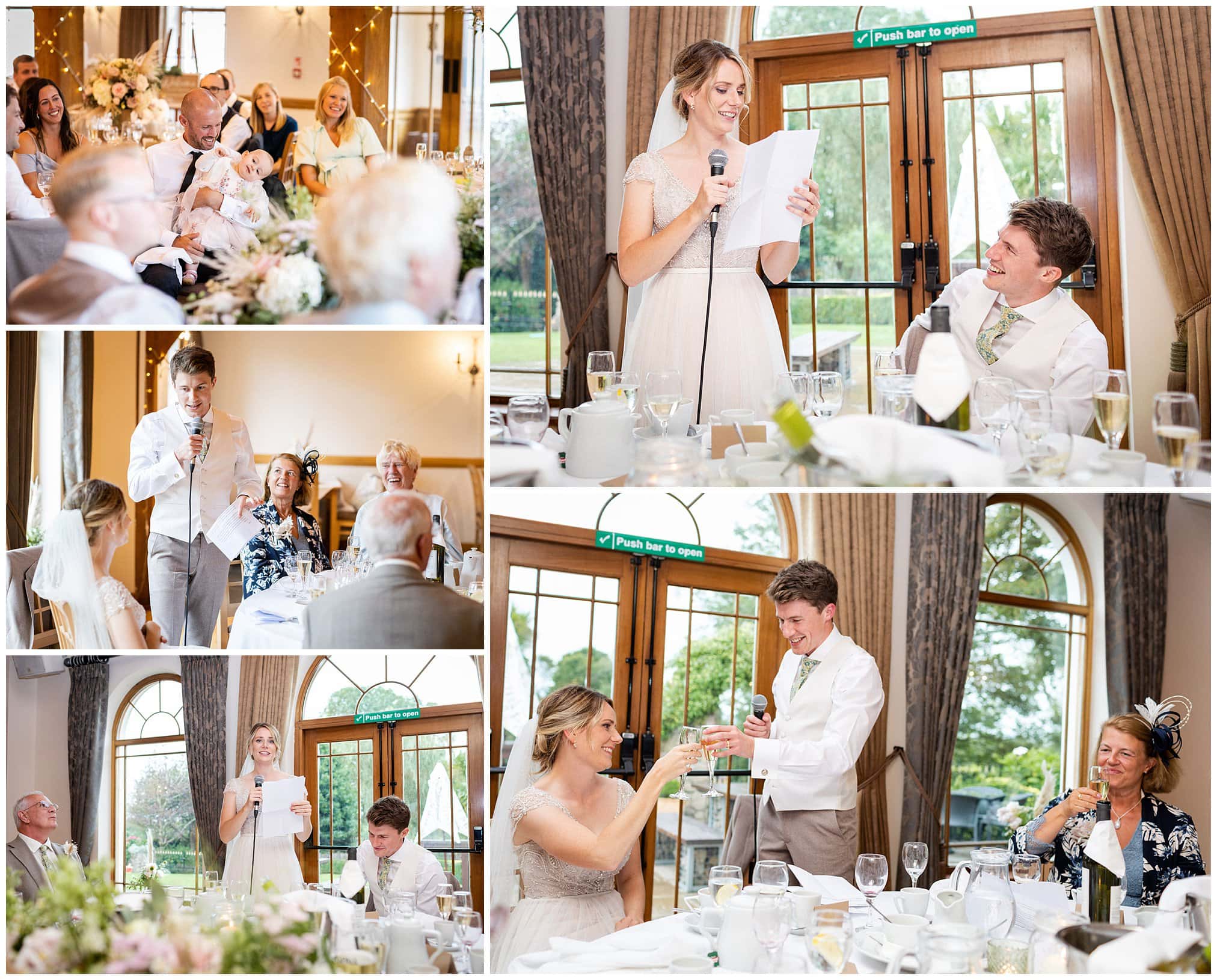 bride and groom gives speeches at the king arthur in swansea