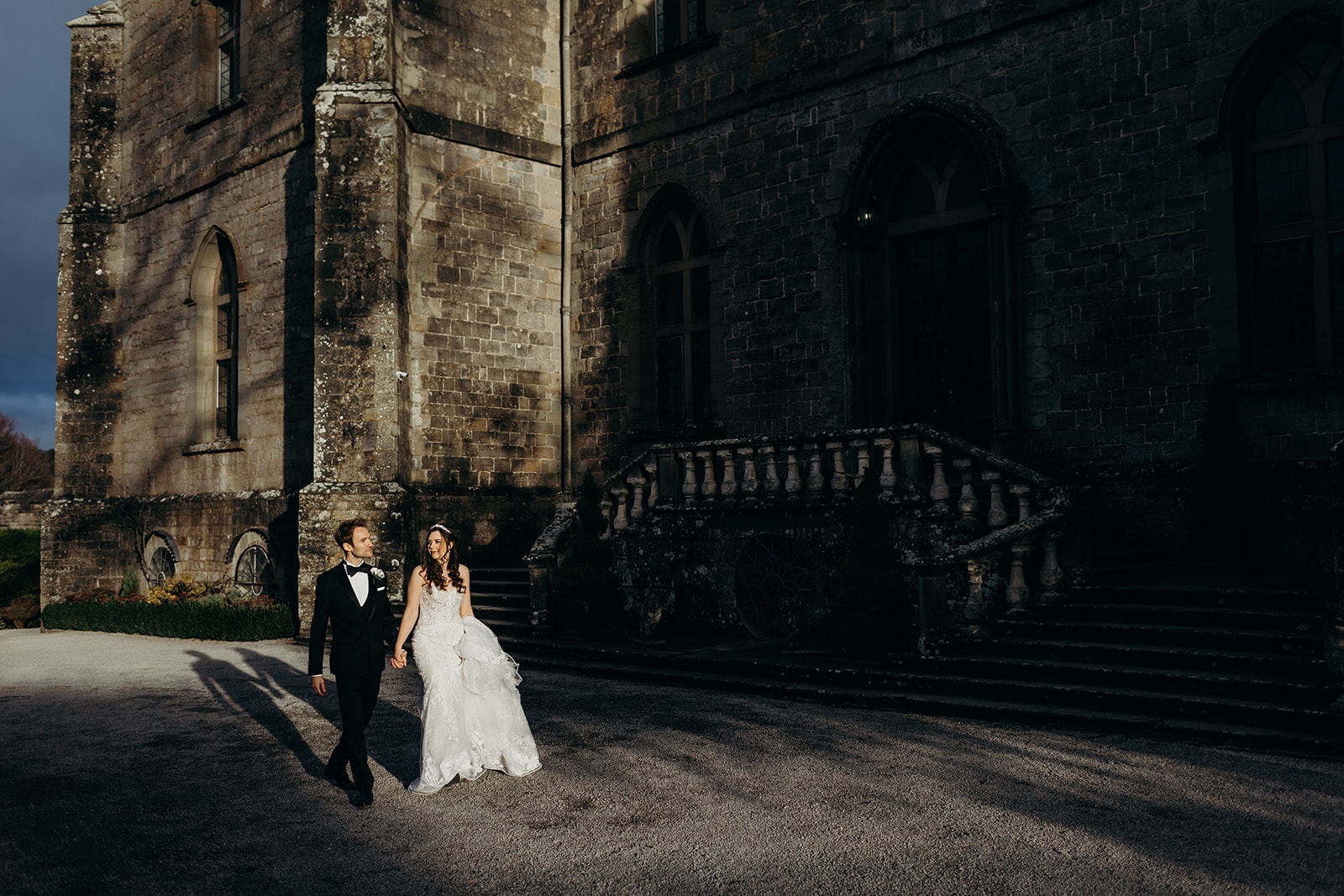 bride and groom at clearwell castle