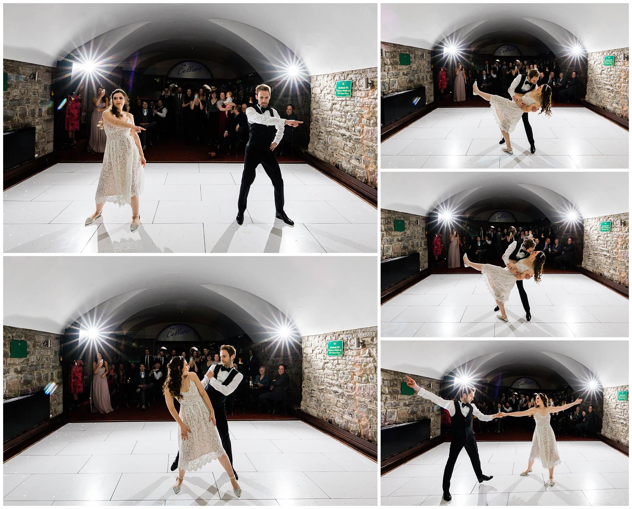 bride and groom perform their first dance routine