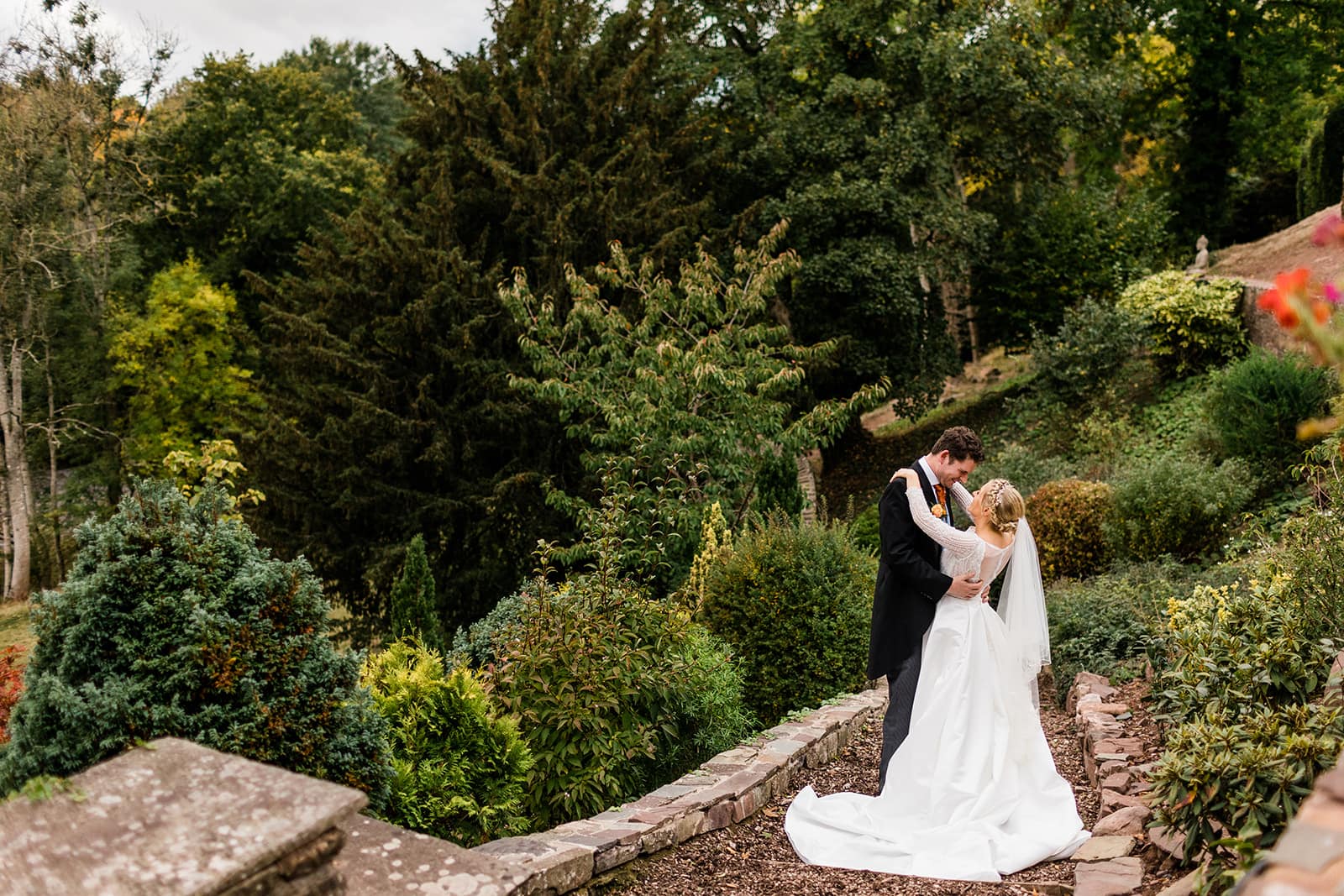 bride and groom at peterstone court wedding