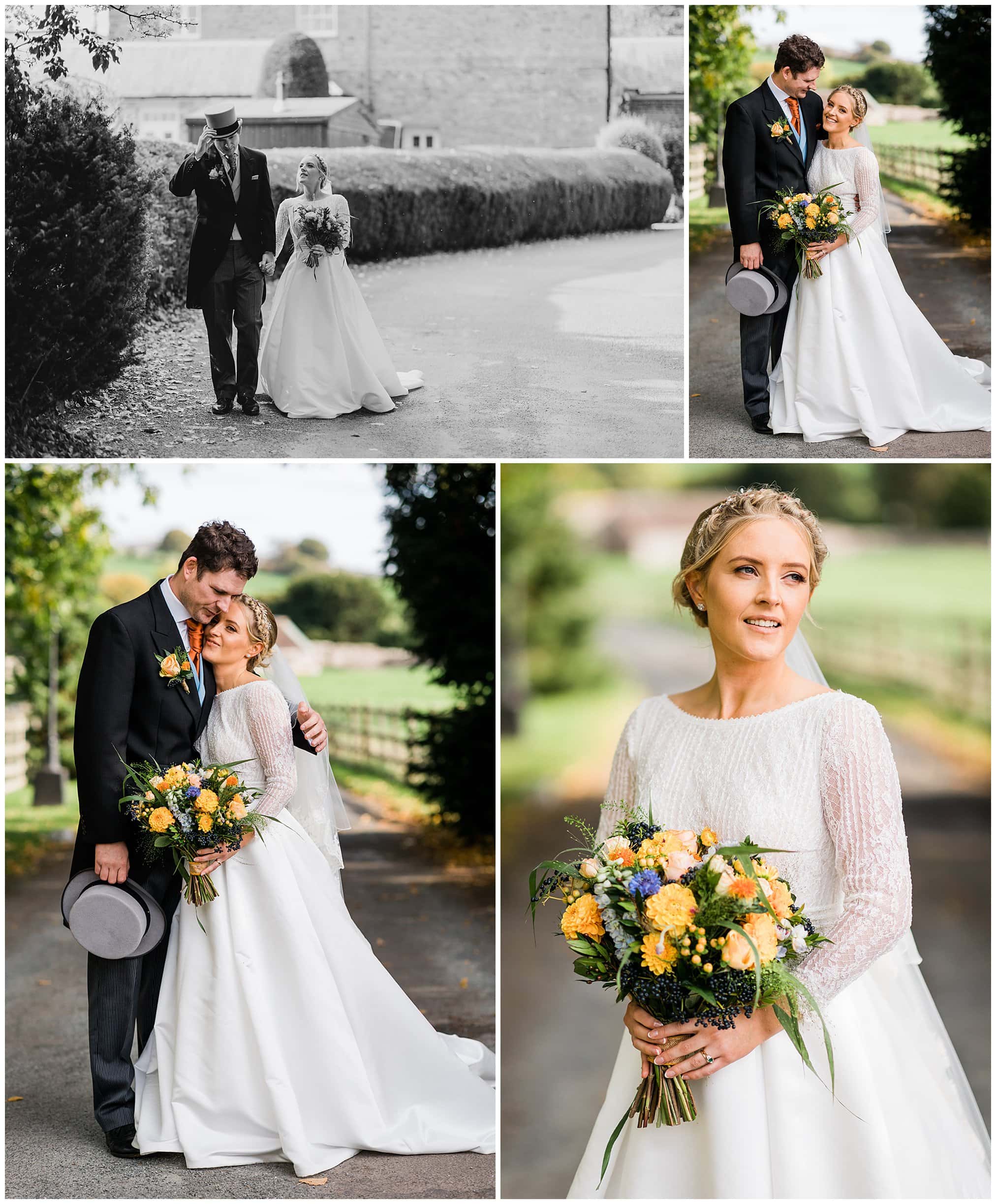 bride and groom photos at a peterstone court wedding