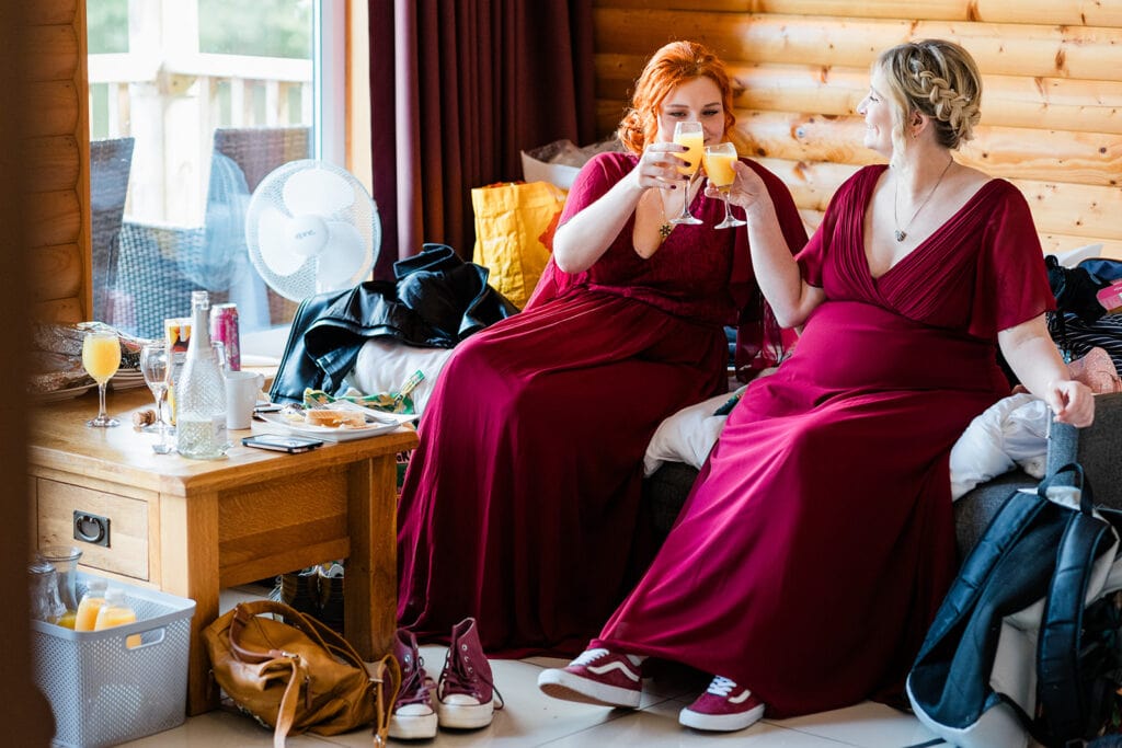 bridesmaids at canada lodge and lake wedding
