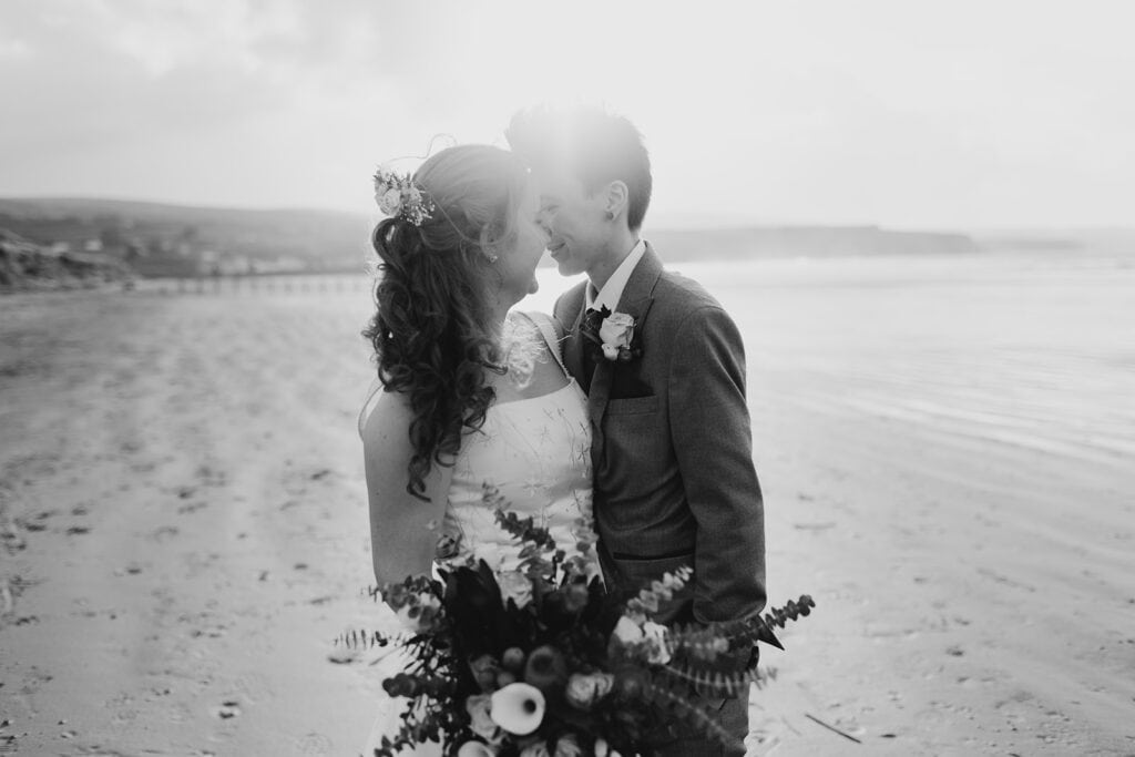 wedding kiss on beach